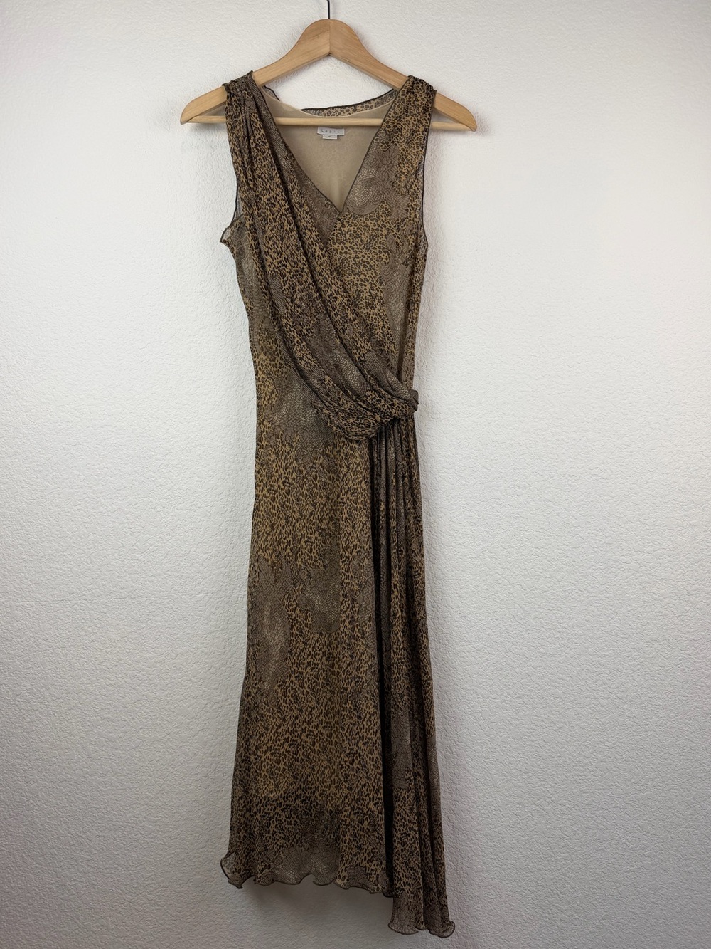 Vintage Lapis Silk Leopard Print Fairycore Dress